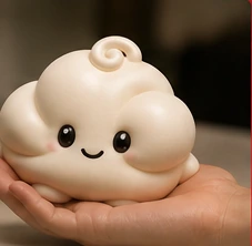 CocoCloud collectible resting in a person's hand